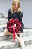 Hortensje Bordo, wianek na drzwi z hortensji	