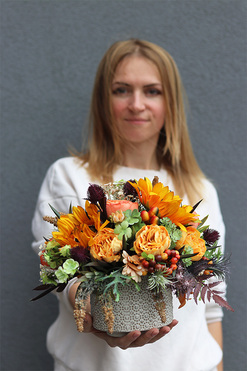 Klonea, jesienna kompozycja na stół, wym.19x26cm