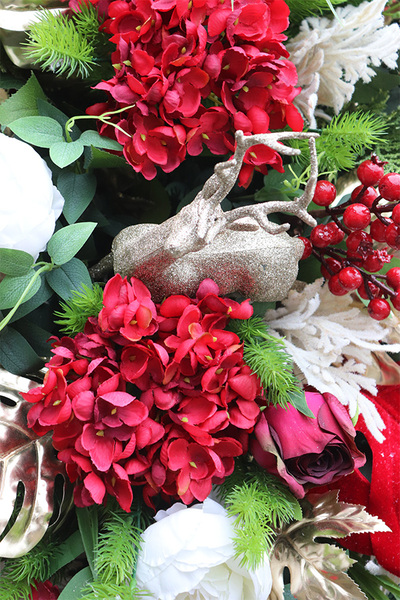 Dorotea, wiązanka nagrobna z hortensją i monsterą