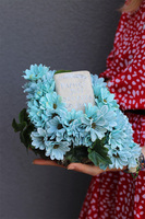 Light Blue Heaven, dekoracja nagrobna na plastrze drewna