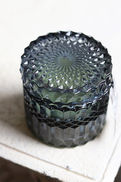 Crystal, elegancka świeca w szkle, niebieski, śr.8.5xwys.8.5cm