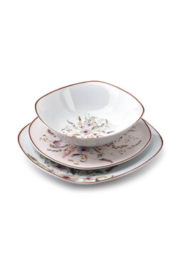 Lea Beige, komplet zastawy obiadowej, 6 osób, 18 elementów