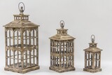 Andalouse Natural, drewniany lampion / latarenka, kpl.3szt 