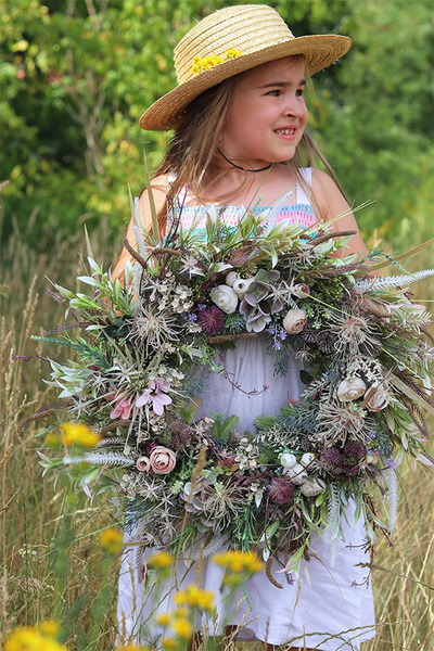 Boho Gerera, wianek dekoracyjny z suszem