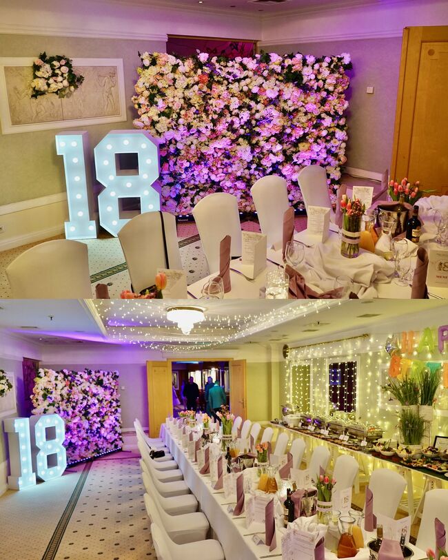 jednostronna ścianka kwiatowa, Maria Antonina wys.2m x szer.3m, wypożyczenie