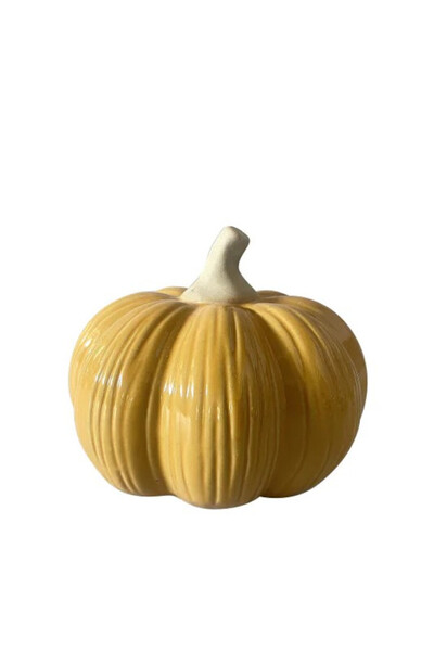 ceramiczna dynia Pumpkin B, kolor żółty, wym. 9x9x7cm