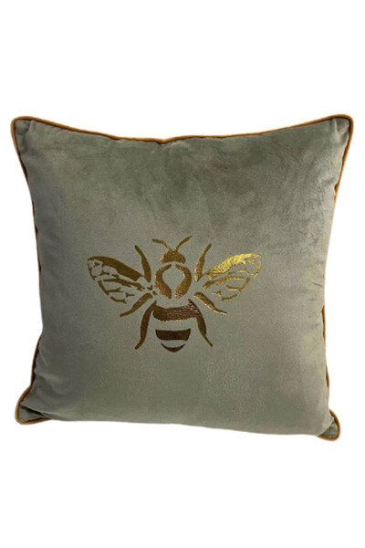 Bee Velvet, poduszka dekoracyjna, szara