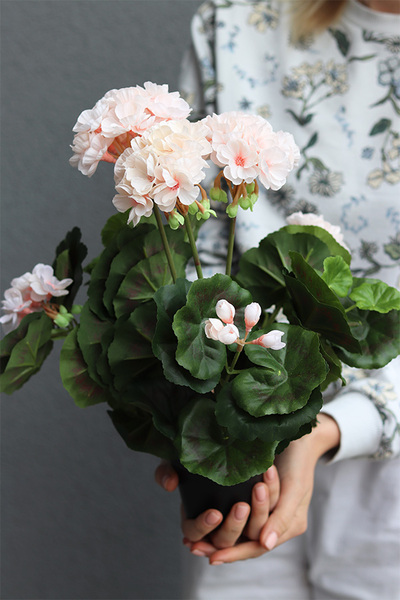 doniczkowa pelargonia Bladoróżowa, wysokiej jakości sztuczne kwiaty