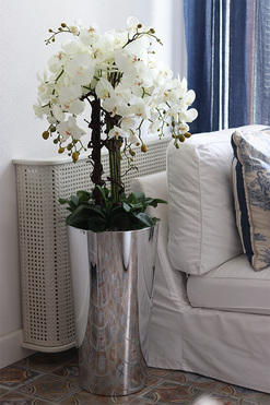 elegancki storczyk podłogowy w srebrnej donicy, Silverio, wys.130cm