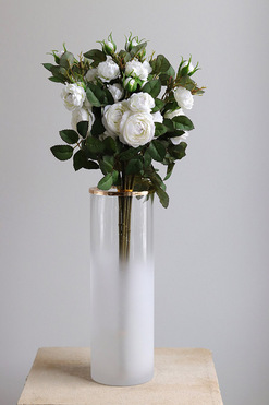 OD RĘKI Rosalie, gałązka sztucznej róży, kremowa, 6szt. dł.54cm