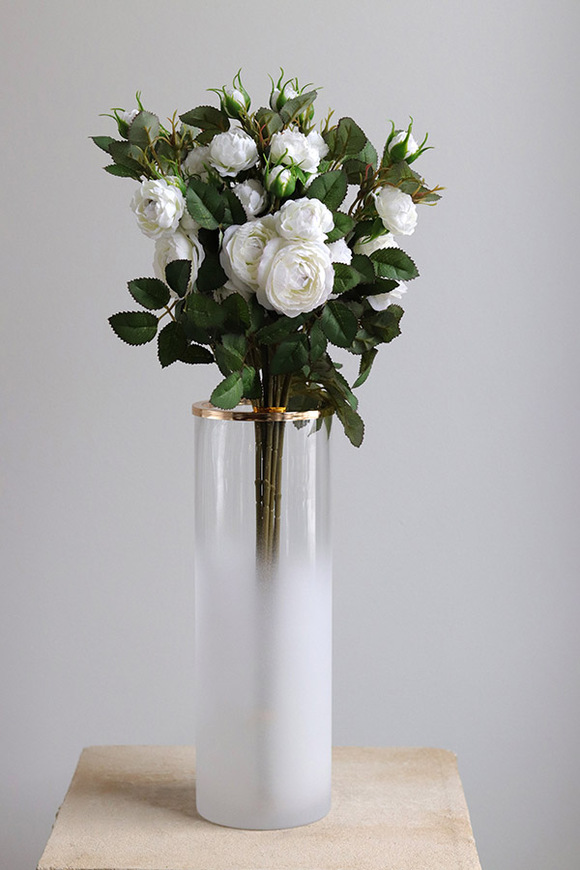 Rosalie, gałązka sztucznej róży, kremowa