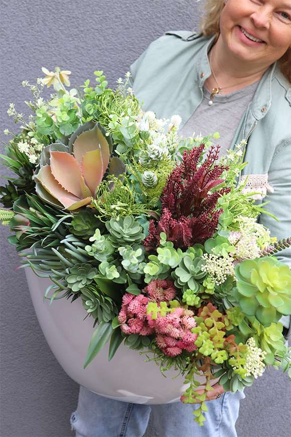 Cruzita Cacti 2 Fiberglass, sukulenty w owalnej donicy