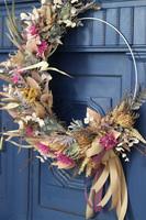 Subtelle Pinkita, wianek boho na obręczy, śr.40cm