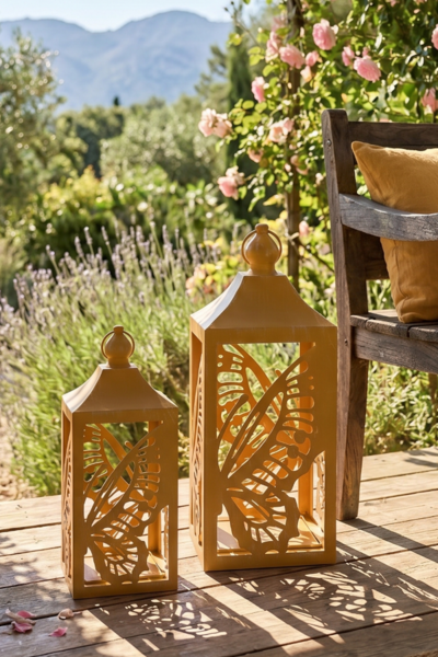 Butterfly Sun, metalowy lampion latarenka
