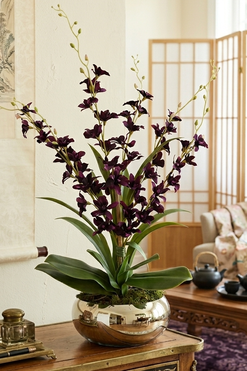 OD RĘKI Tajlandia Purple, storczyk w złotej donicy, wys.63cm