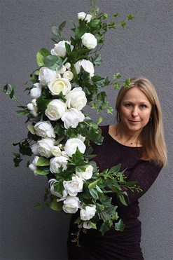 Biała Korona Selena, elegancka girlanda z białymi kwiatami, dł.110cm 