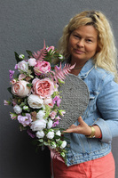 Pink Love Volcan, stroik nagrobny serce