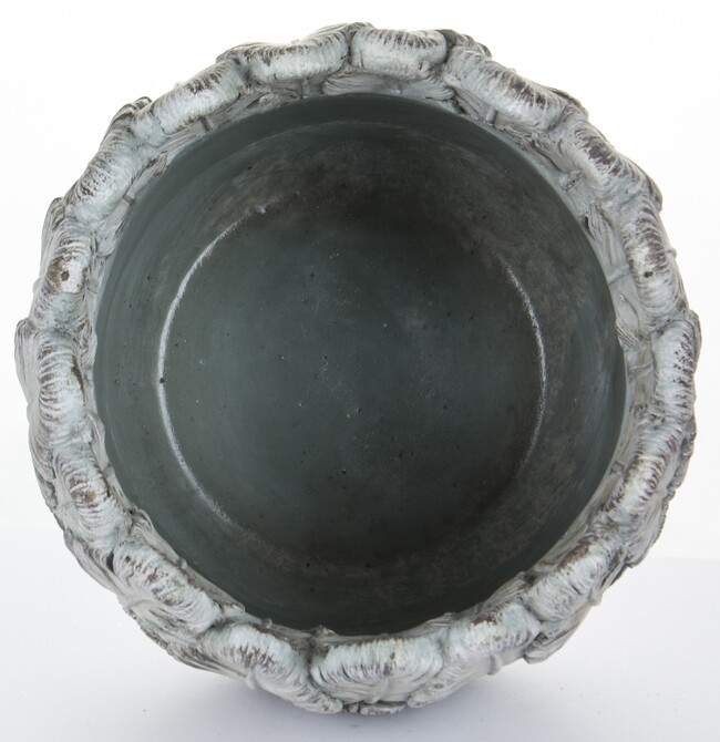 ceramiczna osłonka / donica, Piórka, wym.19x21.5x21.5cm 