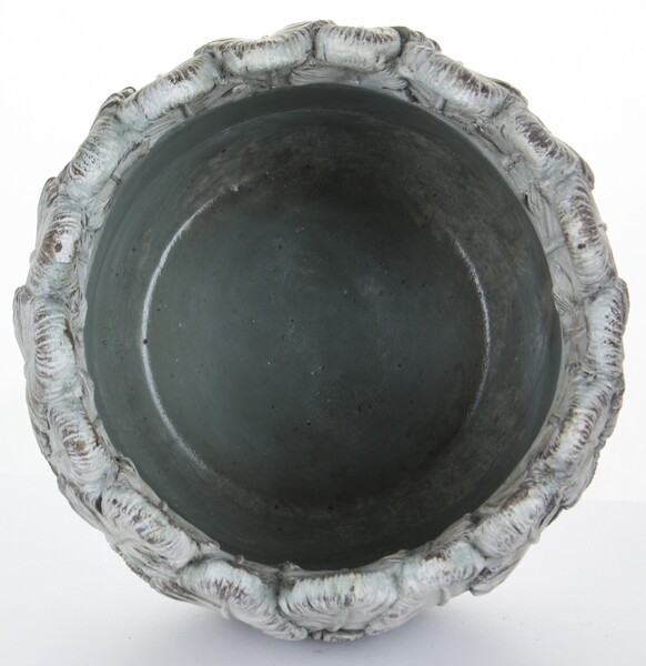 ceramiczna osłonka / donica, Piórka, wym.19x21.5x21.5cm 