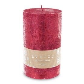 Rustic Candle, świeca w kształcie walca, czerwona metalik, wys.15cm