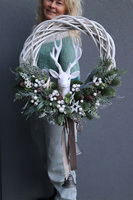 Scandi Laponia 2, świąteczny wianek z reniferem