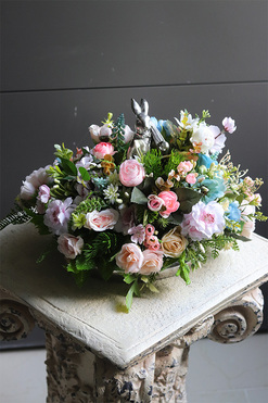 Zajączek na Łące, stroik wielkanocny, wym.23x32cm