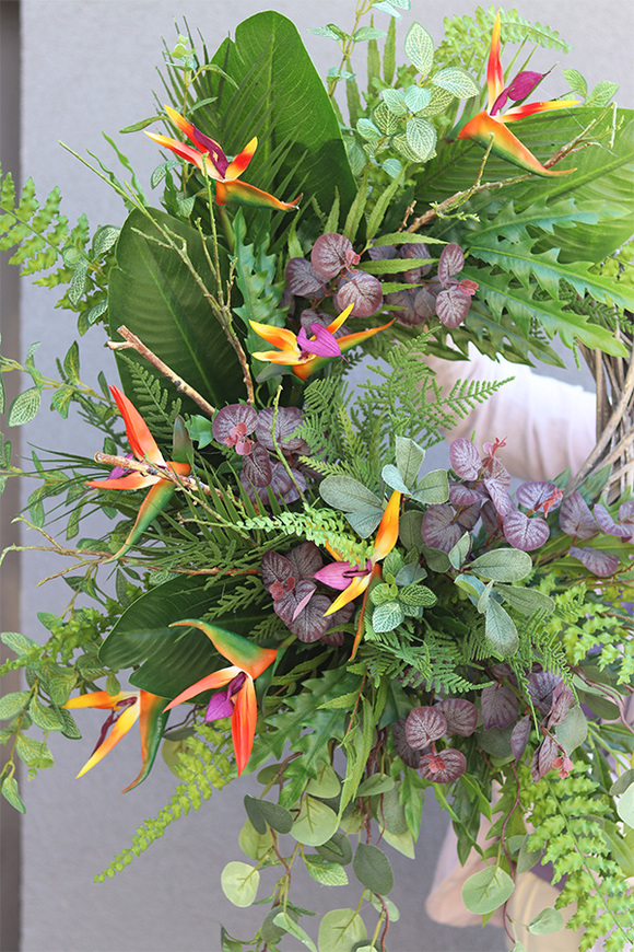 Strelizia Crown, asymetryczny zielony wianek