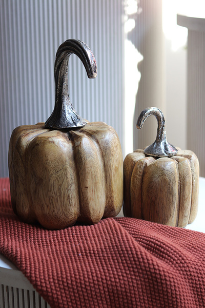 Wood Pumpkin, dekoracyjna dynia drewniana D, wym.19x11cm