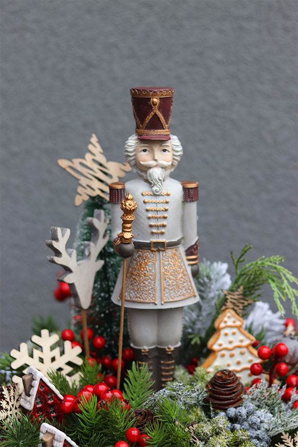 Żołnierzyk, stroik świąteczny LED z dziadkiem