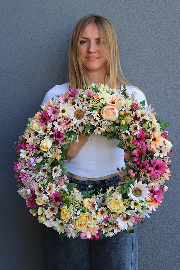 Słońce Wiosenne, żółty wianek dekoracyjny