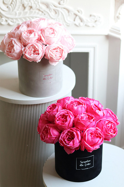 Soap Opera Dark Pink, flowerbox na walentynki z mydlanymi peoniami