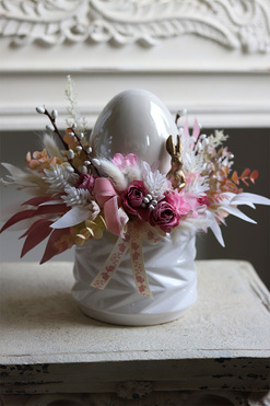 stroik z jajem Pastelita, wielkanocny stroik z perłowym jajem, wys.27cm