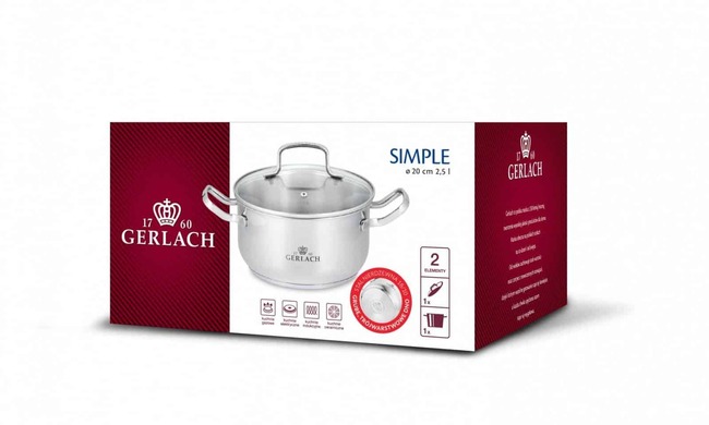 Simple, stalowy garnek z pokrywką, poj.2.5l, śr.20cm