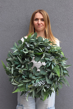 Eucalipti Gedrua, zielony wianek na drzwi, śr.60cm