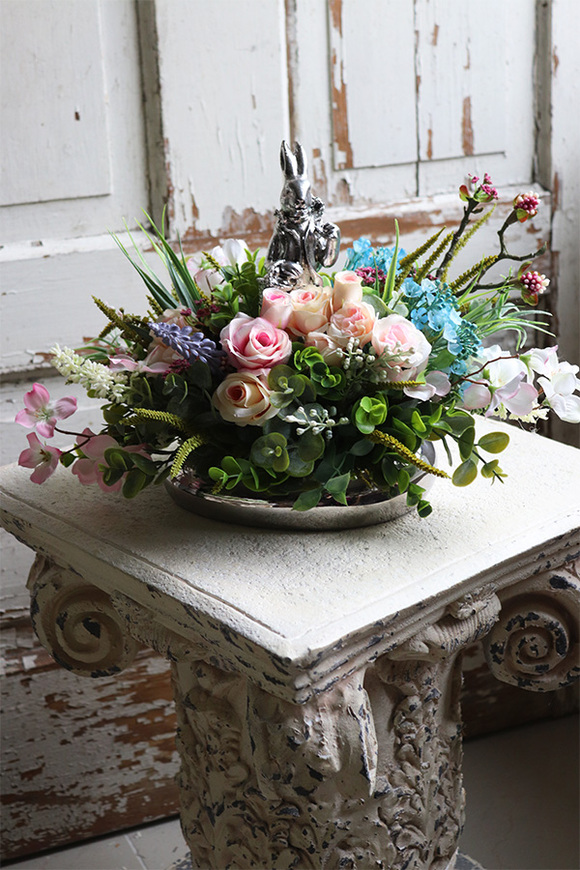 kompozycja - stroik wielkanocny, Zajęcza Radość, wym.27x37cm 