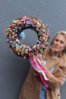 OD RĘKI Kolorowa Wiosna, wianek dekoracyjny na drzwi, śr.40cm