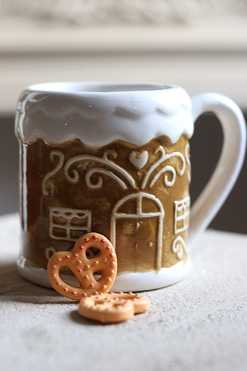 OD RĘKI Gingerbread XMAS, porcelanowy kubek, wym.10x9.5cm