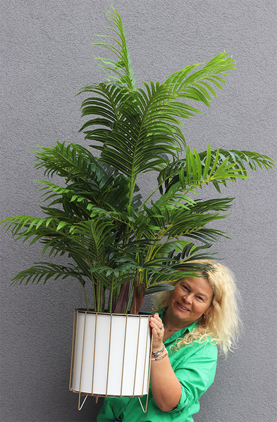 Areca Design, sztuczna palma w metalowej donicy