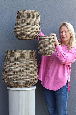 Bahama Basket B, pleciony kosz osłonka z wikliny, kpl.3szt