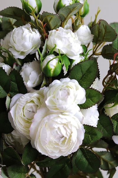 Rosalie, gałązka sztucznej róży, kremowa