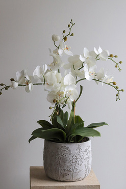 OD RĘKI Modern Meadow 2, stylowy storczyk w doniczce ze wzorem, wys.57cm 