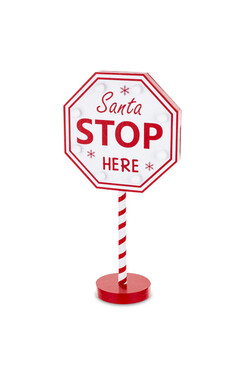 OD RĘKI Santa Here, świąteczny znak drogowy LED, wys.40cm