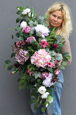 Santoria, podłużna wiązanka nagrobna, dł.95cm