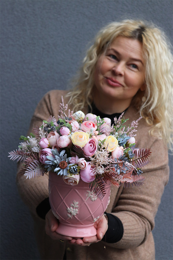 Momena, zestaw dekoracji kwiatowych, wianek + kompozycja