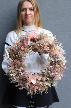 Beigeta, boho wianek na drzwi, śr.43cm