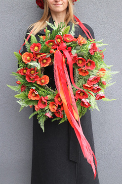 Makowa Panienka 4, dekoracyjny wianek z makami, śr.42cm