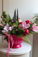  bożonarodzeniowy stroik / kompozycja Christmas Fuksja A, wym.40x50x30cm 