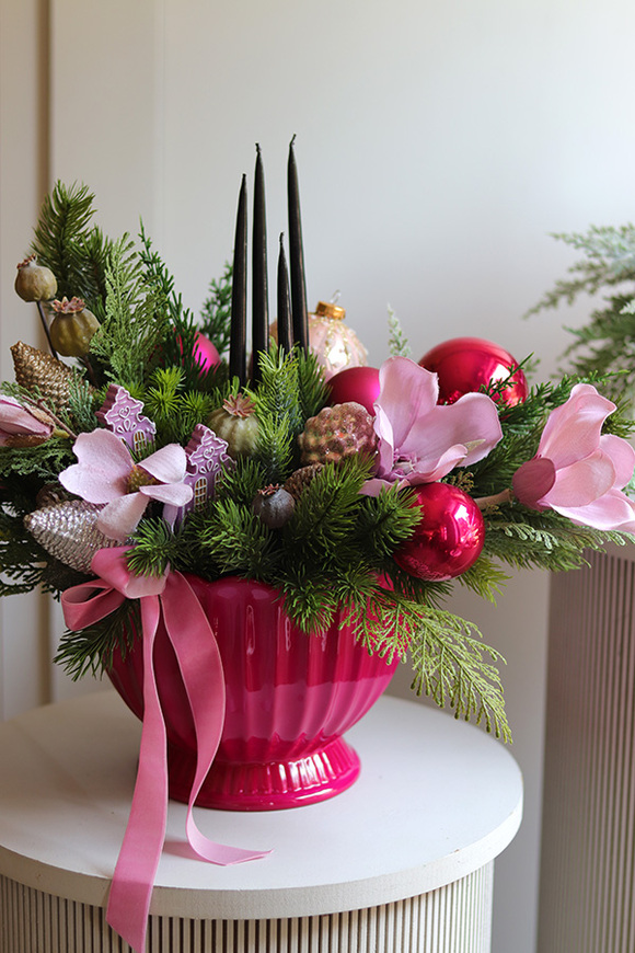  bożonarodzeniowy stroik / kompozycja Christmas Fuksja A, wym.40x50x30cm 