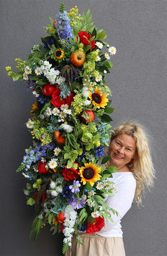 Polskie Ogrody, bogata girlanda kwiatowa, dł.100cm 