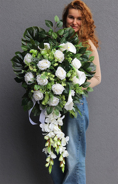 Fluena Antonia Biel, elegancka kompozycja nagrobna, dł.90cm